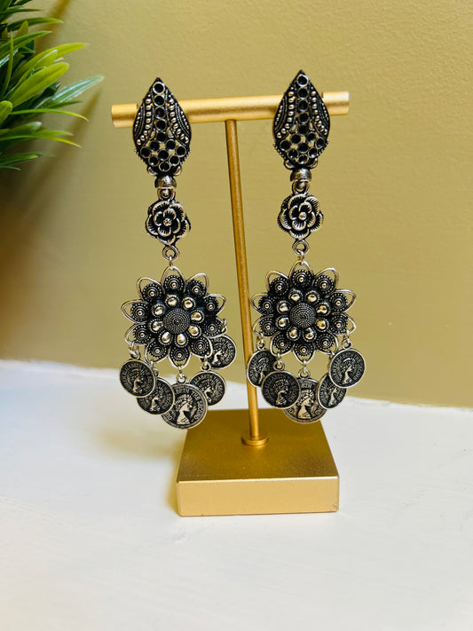 Gauri Oxidized Long Necklace Set (Includes Earrings)