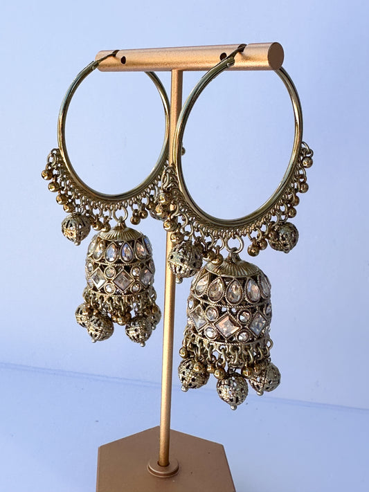 Maria Polki Necklace Set (Includes Jhumki Bali Earrings & Tikka)
