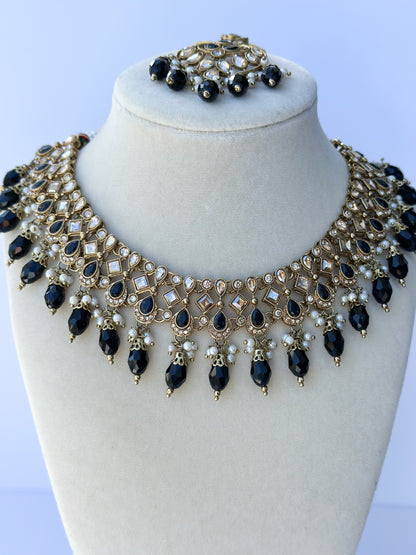 Maria Polki Necklace Set (Includes Jhumki Bali Earrings & Tikka)